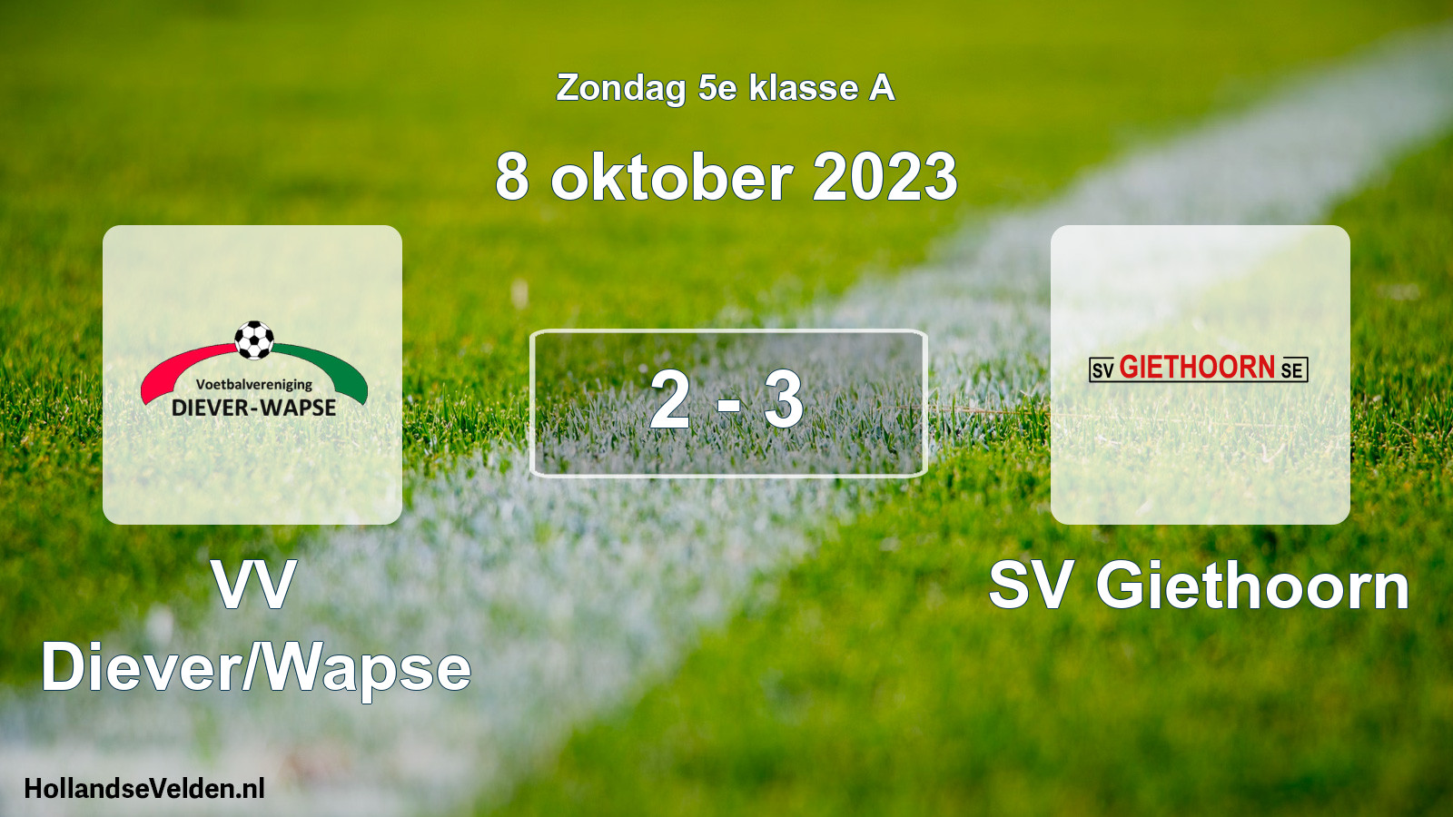 Total number of matches played: VV Diever/Wapse - SV Giethoorn 2 - 3 (8 October 2023)