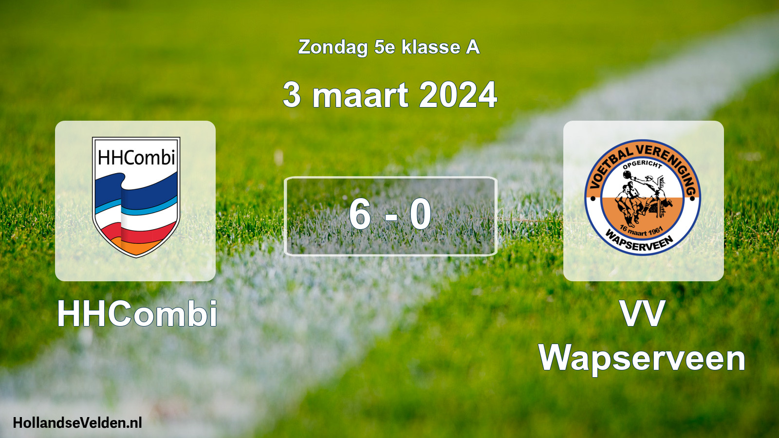 Total number of matches played: HHCombi - VV Wapserveen 6 - 0 (3 March 2024)