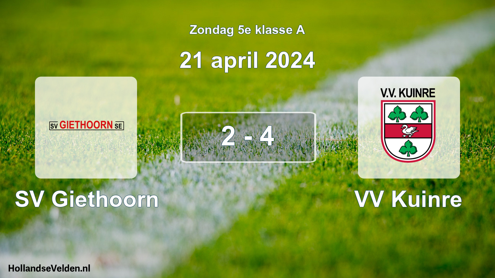 Total number of matches played: SV Giethoorn - VV Kuinre 2 - 4 (21 April 2024)