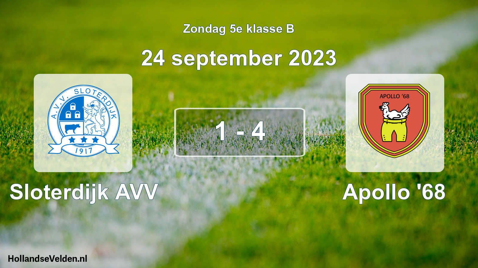 Total number of matches played: Sloterdijk AVV - Apollo '68 1 - 4 (24 September 2023)