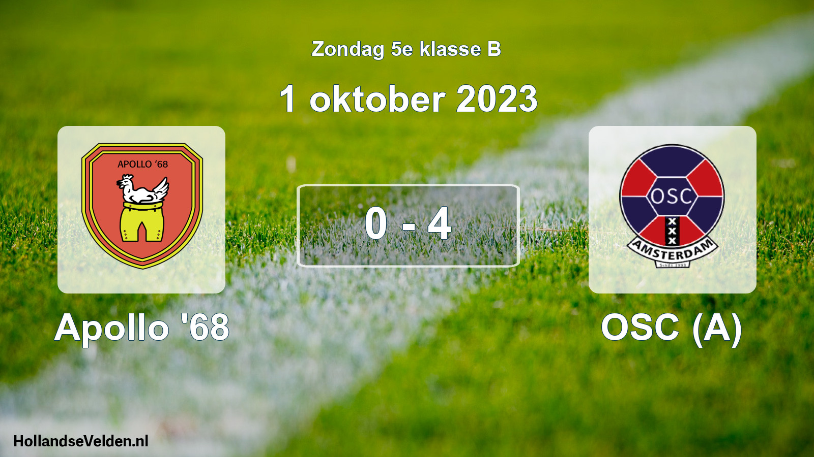 Total number of matches played: Apollo '68 - OSC (A) 0 - 4 (1 October 2023)