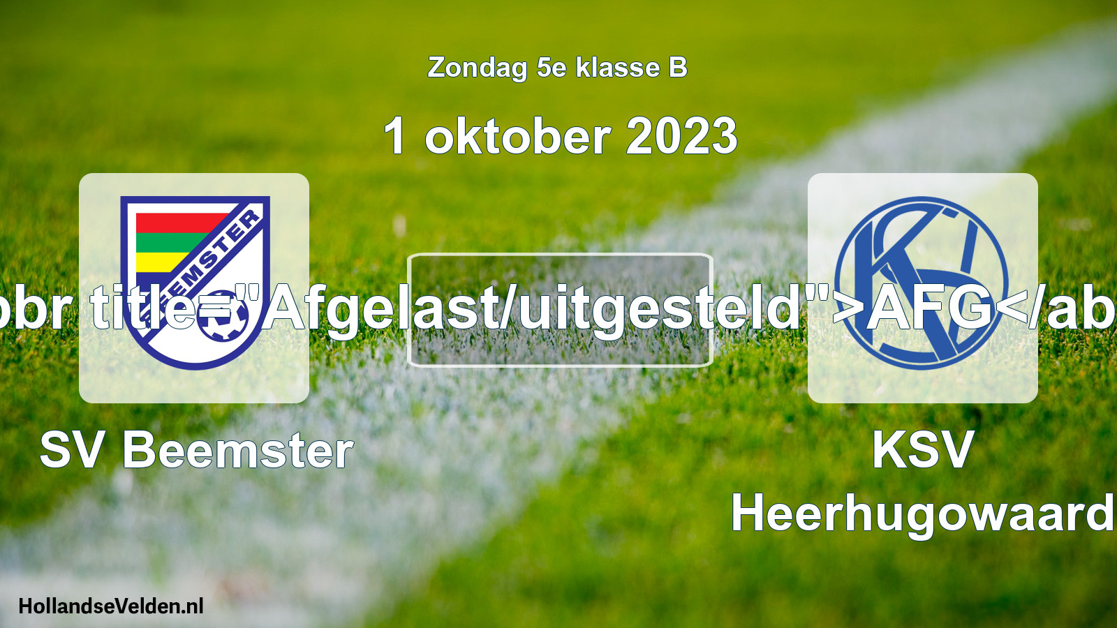 Scheduled Match: SV Beemster - KSV Heerhugowaard (1 October 2023)