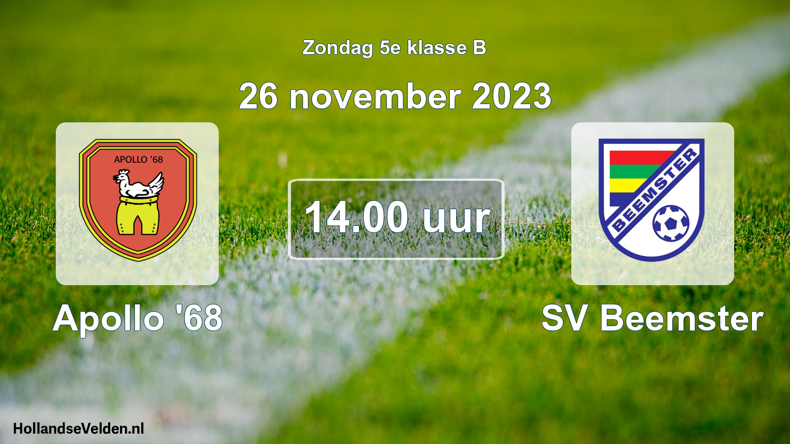 Scheduled Match: Apollo '68 - SV Beemster (26 November 2023)