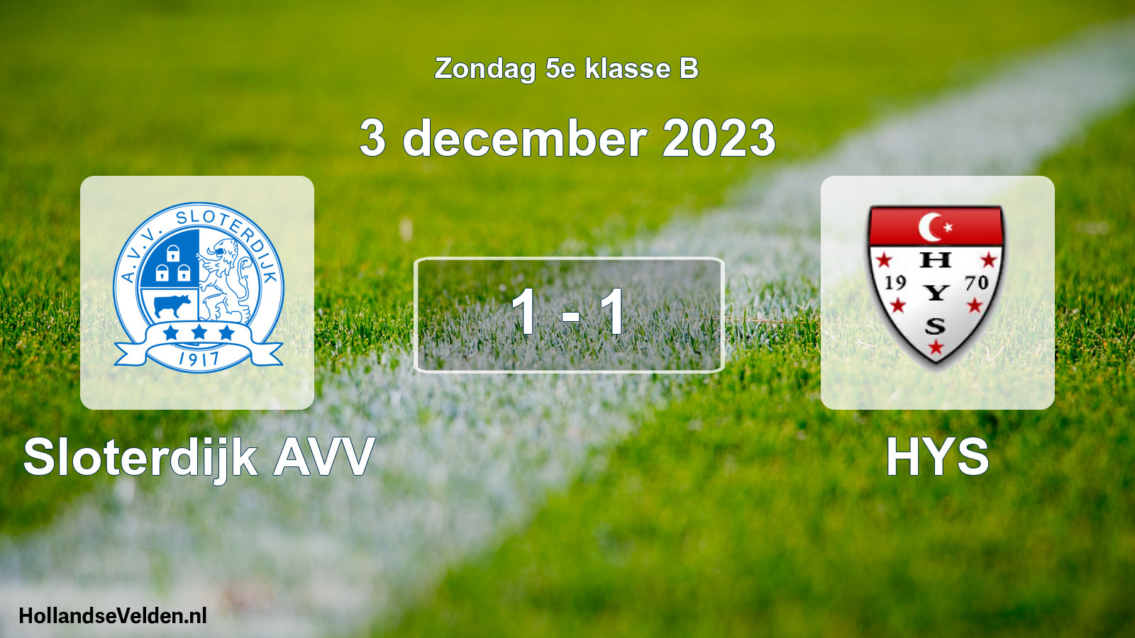 Gespeelde wedstrijd: Sloterdijk AVV - HYS 1 - 1 (3 december 2023)