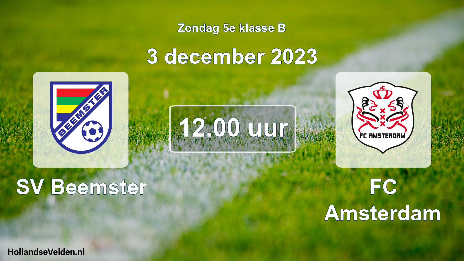 Geplande wedstrijd: SV Beemster - FC Amsterdam (3 december 2023)