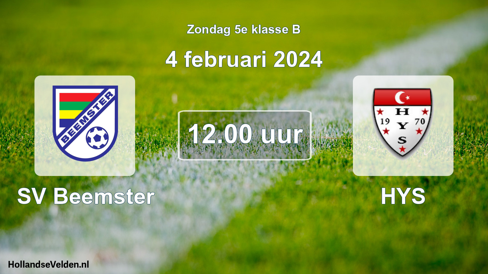 Geplande wedstrijd: SV Beemster - HYS (4 februari 2024)