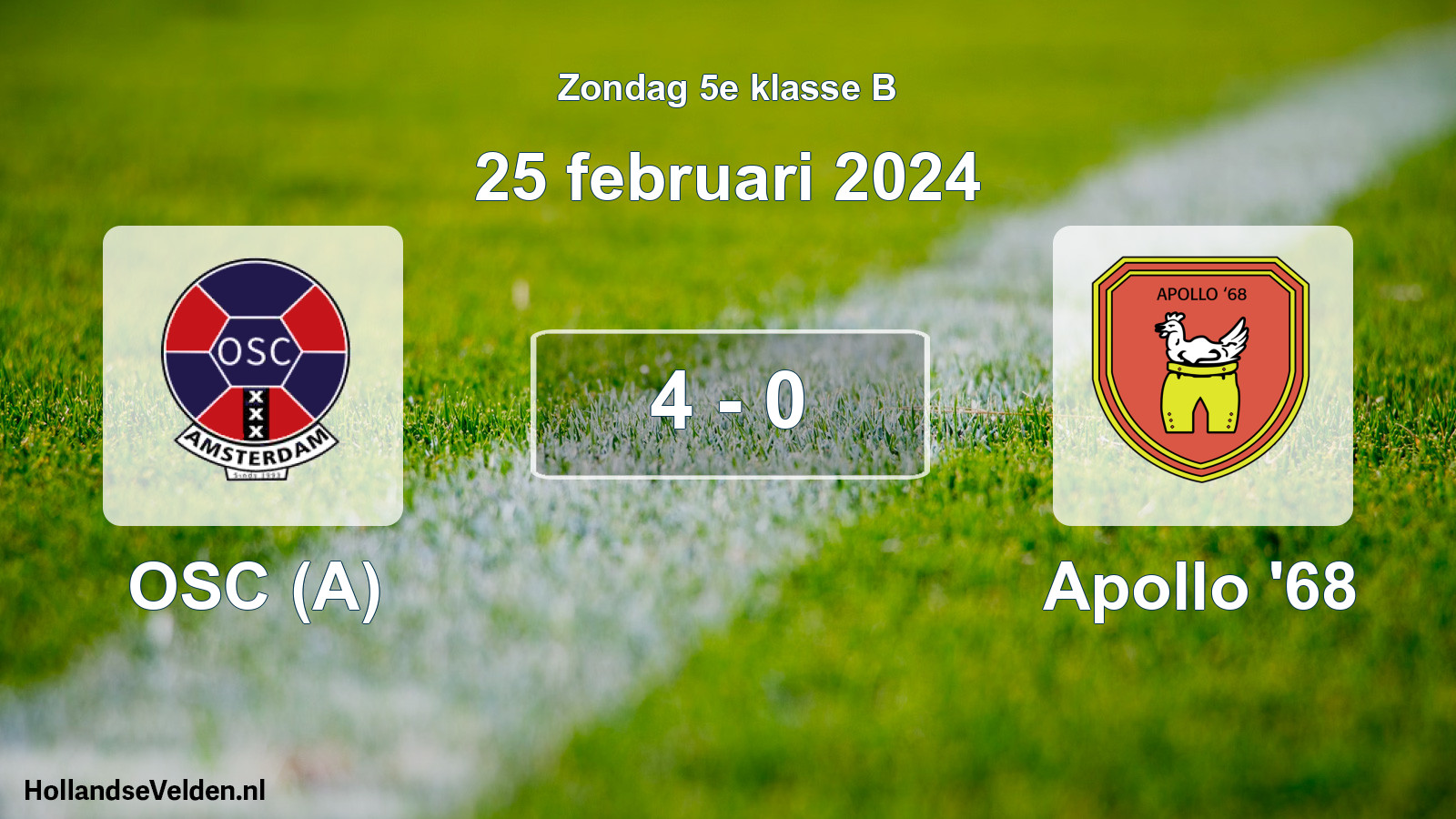 Total number of matches played: OSC (A) - Apollo '68 4 - 0 (25 February 2024)