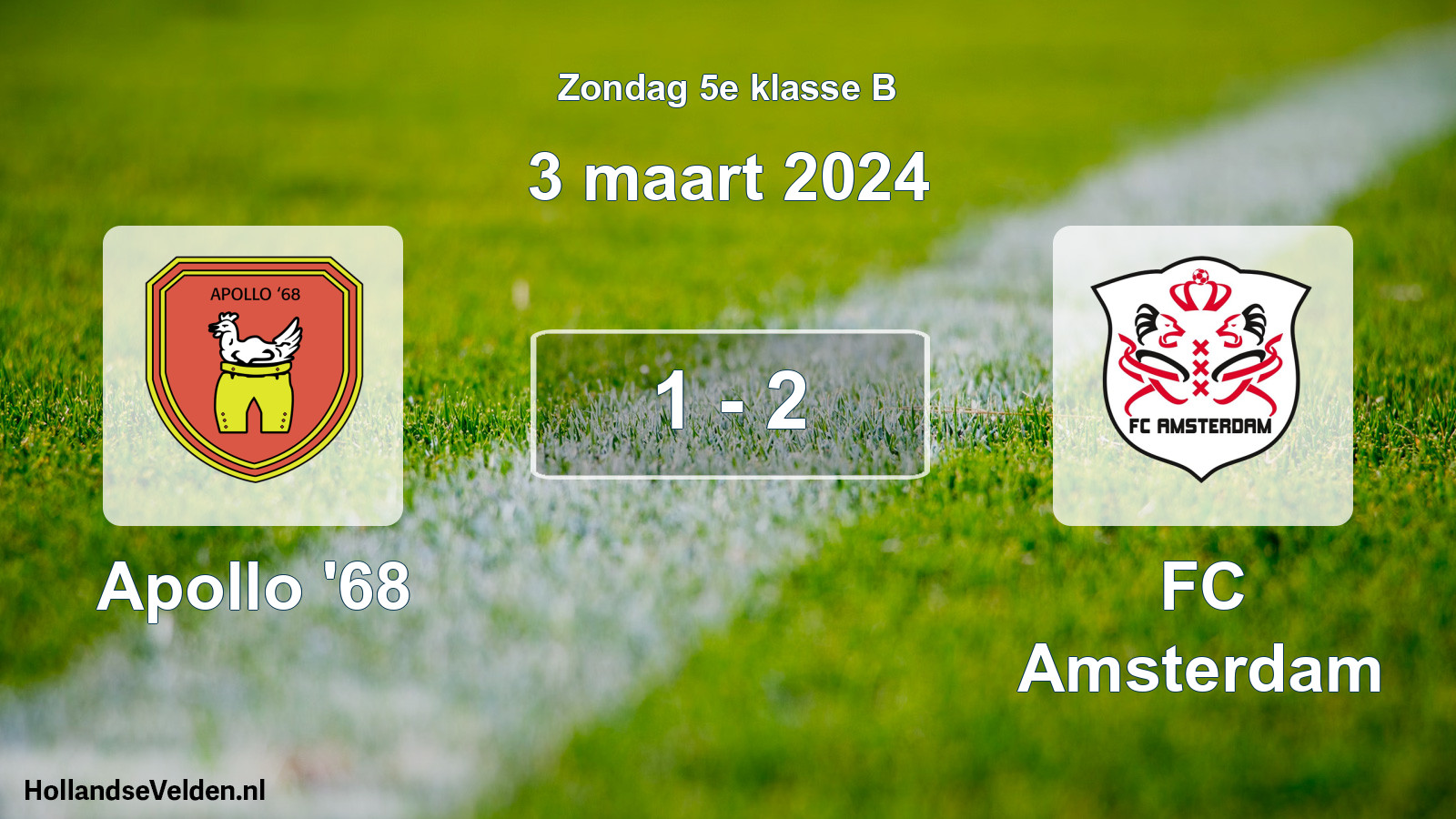 Total number of matches played: Apollo '68 - FC Amsterdam 1 - 2 (3 March 2024)
