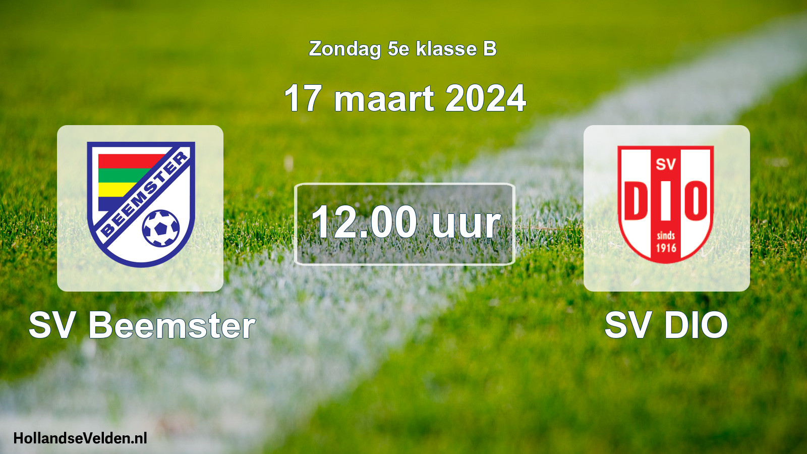 Geplande wedstrijd: SV Beemster - SV DIO (17 maart 2024)