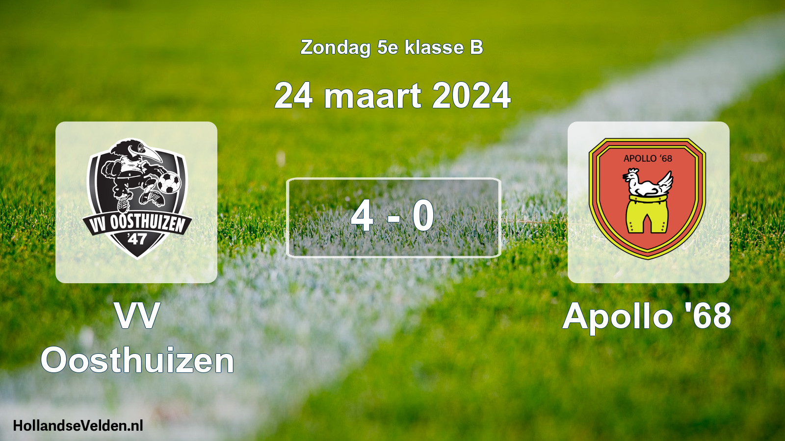 Total number of matches played: VV Oosthuizen - Apollo '68 4 - 0 (24 March 2024)