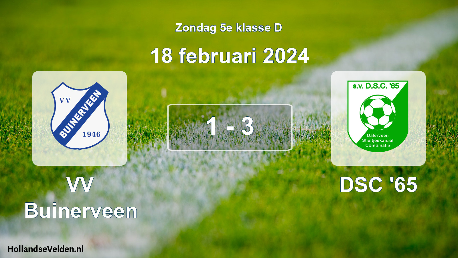 Total number of matches played: VV Buinerveen - DSC '65 1 - 3 (18 February 2024)