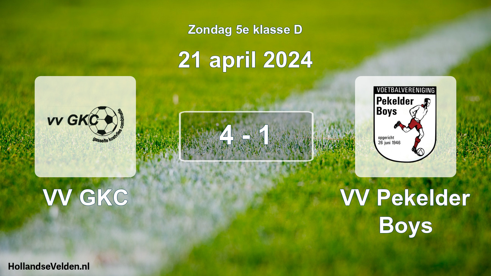 Total number of matches played: VV GKC - VV Pekelder Boys 4 - 1 (21 April 2024)