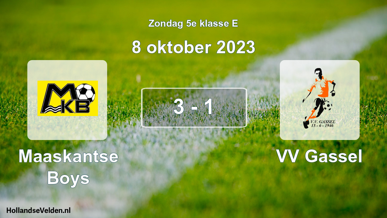 Total number of matches played: Maaskantse Boys - VV Gassel 3 - 1 (8 October 2023)
