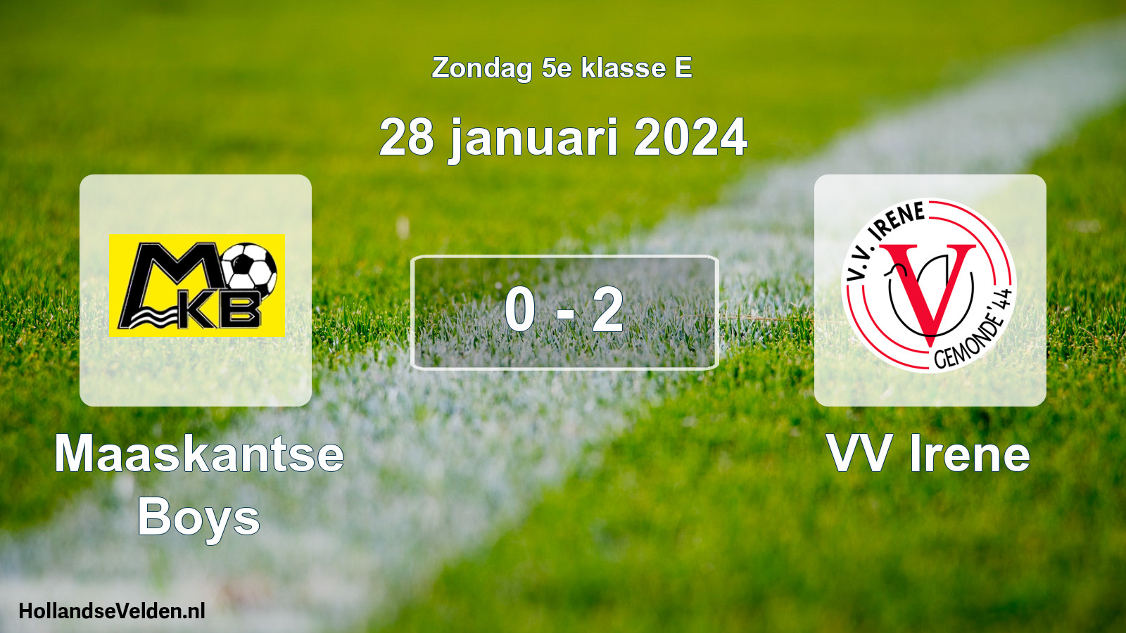 Total number of matches played: Maaskantse Boys - VV Irene 0 - 2 (28 January 2024)
