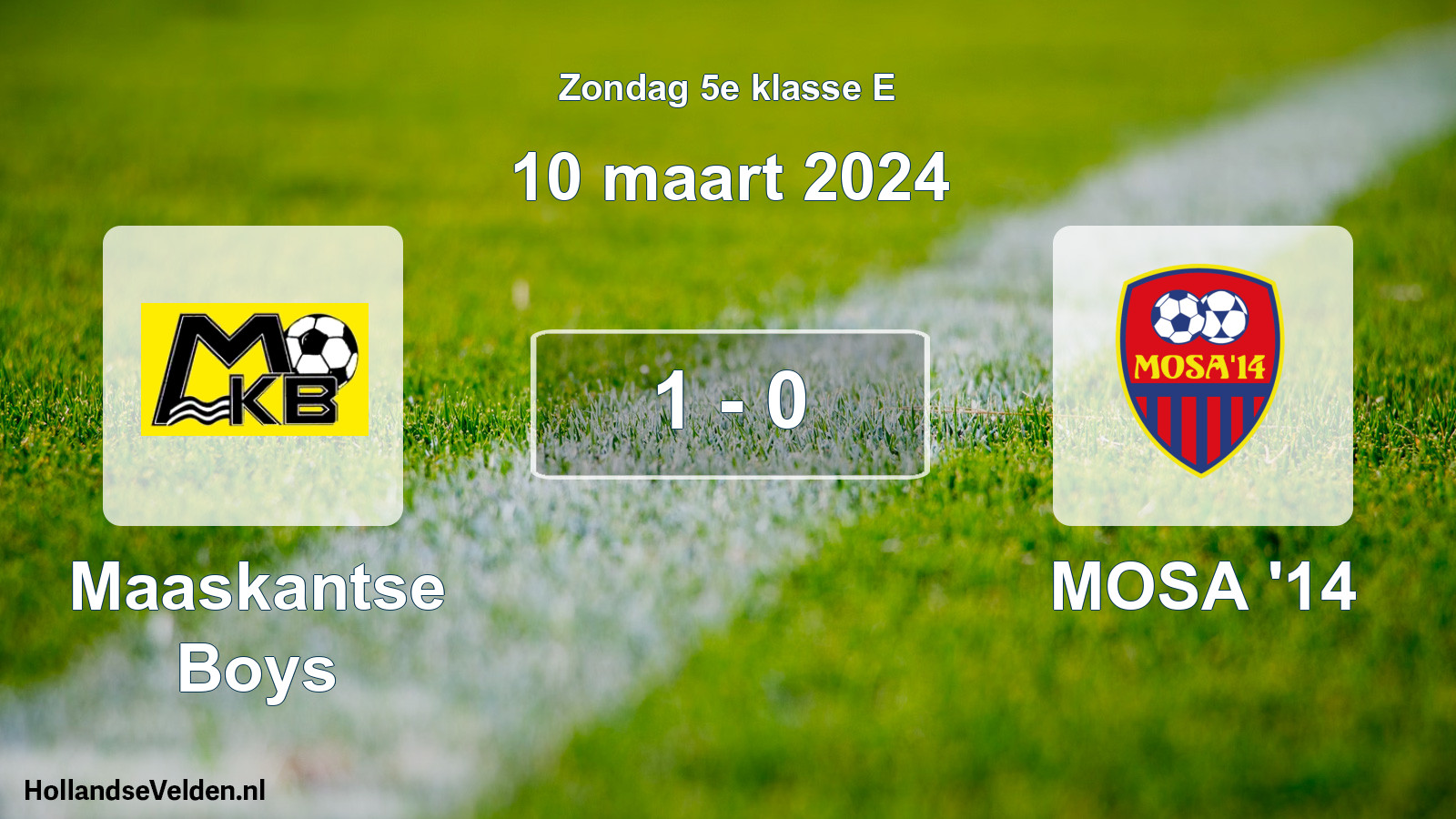 Total number of matches played: Maaskantse Boys - MOSA '14 1 - 0 (10 March 2024)