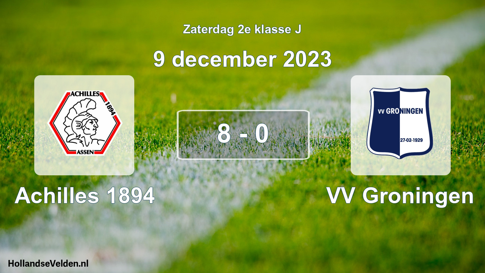 Total number of matches played: Achilles 1894 - VV Groningen 8 - 0 (9 December 2023)