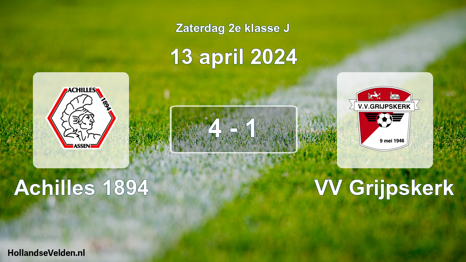 Total number of matches played: Achilles 1894 - VV Grijpskerk 4 - 1 (13 April 2024)