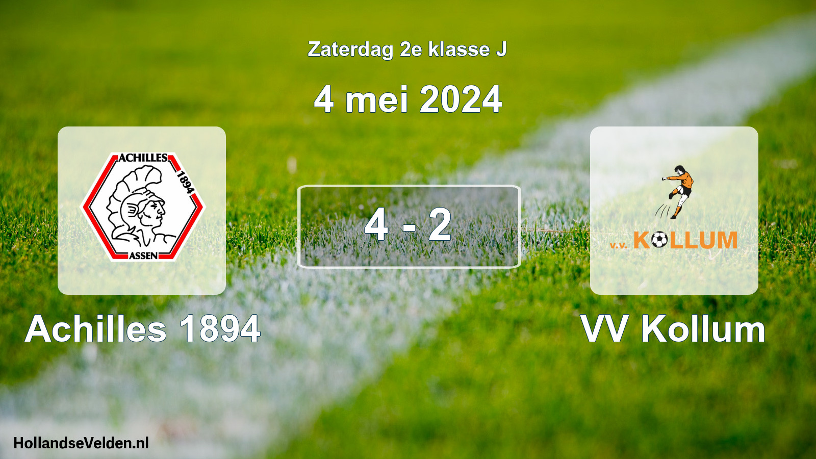 Total number of matches played: Achilles 1894 - VV Kollum 4 - 2 (4 May 2024)