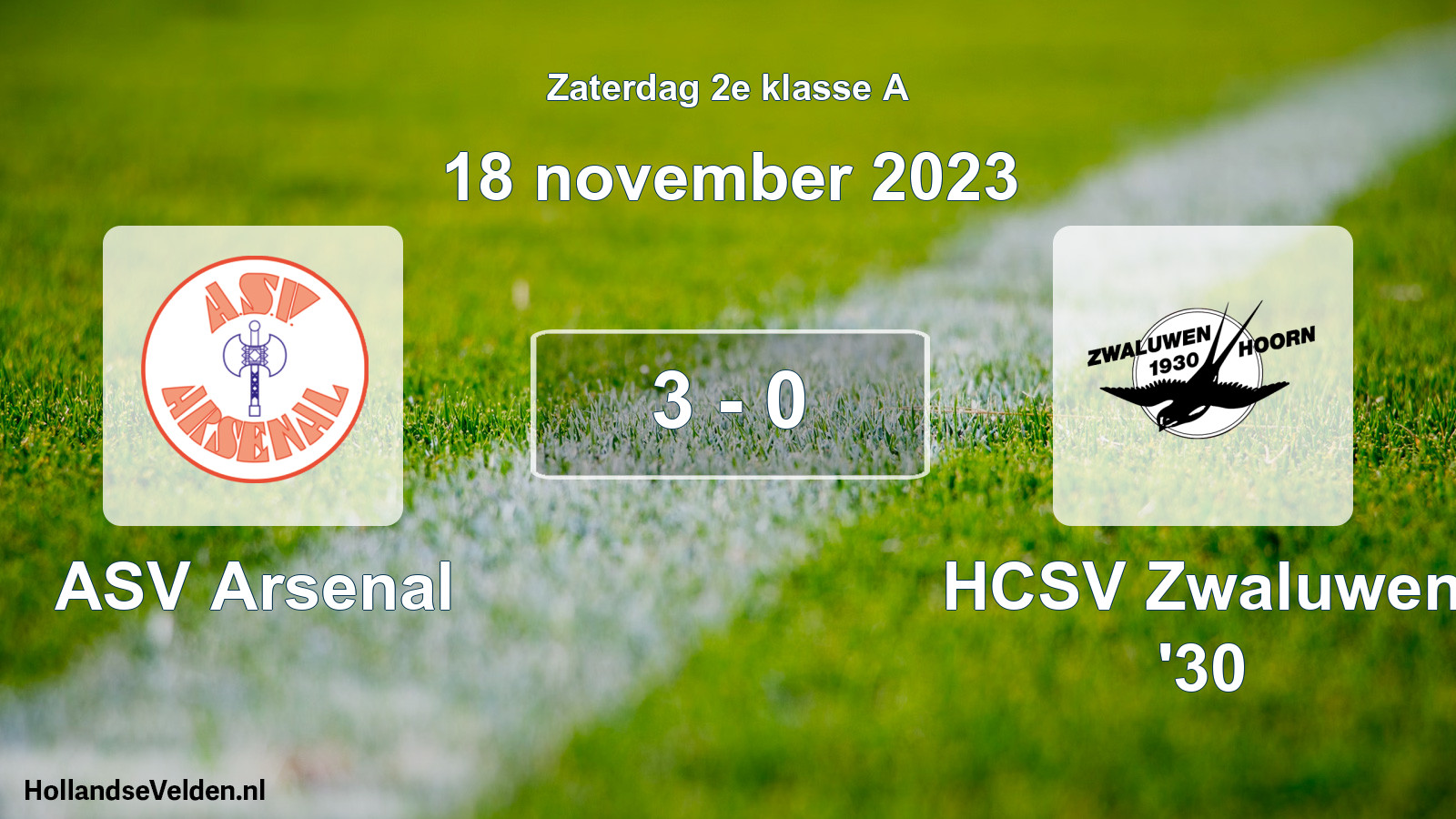 Total number of matches played: ASV Arsenal - Zwaluwen '30 3 - 0 (18 November 2023)