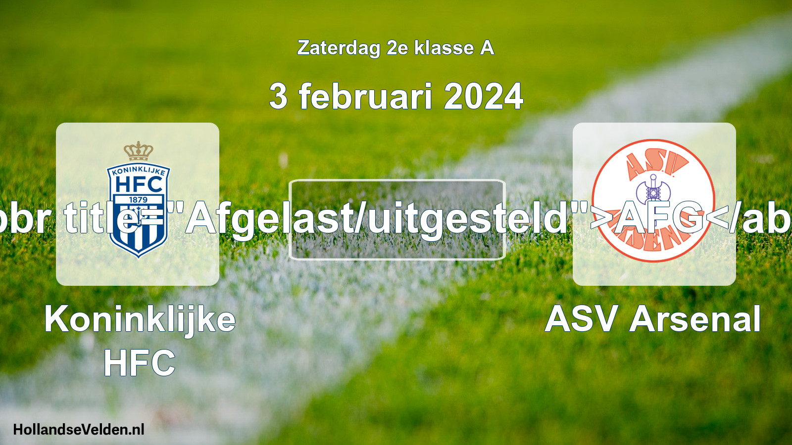 Scheduled Match: Koninklijke HFC - ASV Arsenal (3 February 2024)