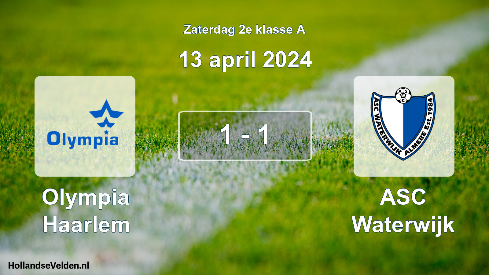 Total number of matches played: Olympia Haarlem - ASC Waterwijk 1 - 1 (13 April 2024)