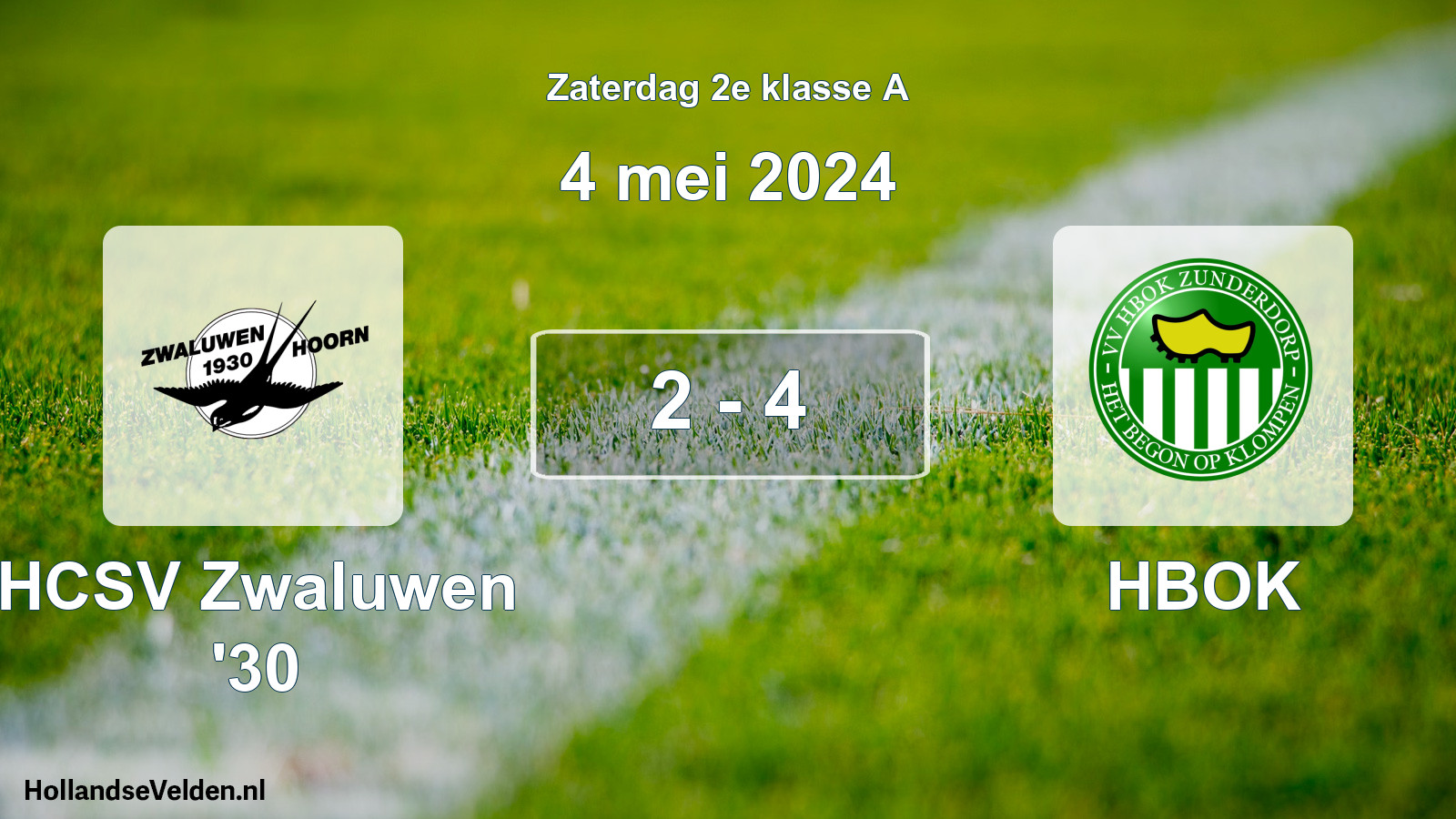 Total number of matches played: Zwaluwen '30 - HBOK 2 - 4 (4 May 2024)