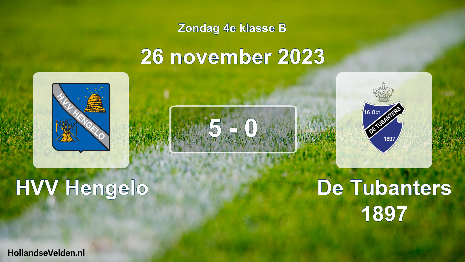 Total number of matches played: HVV Hengelo - De Tubanters 1897 5 - 0 (26 November 2023)