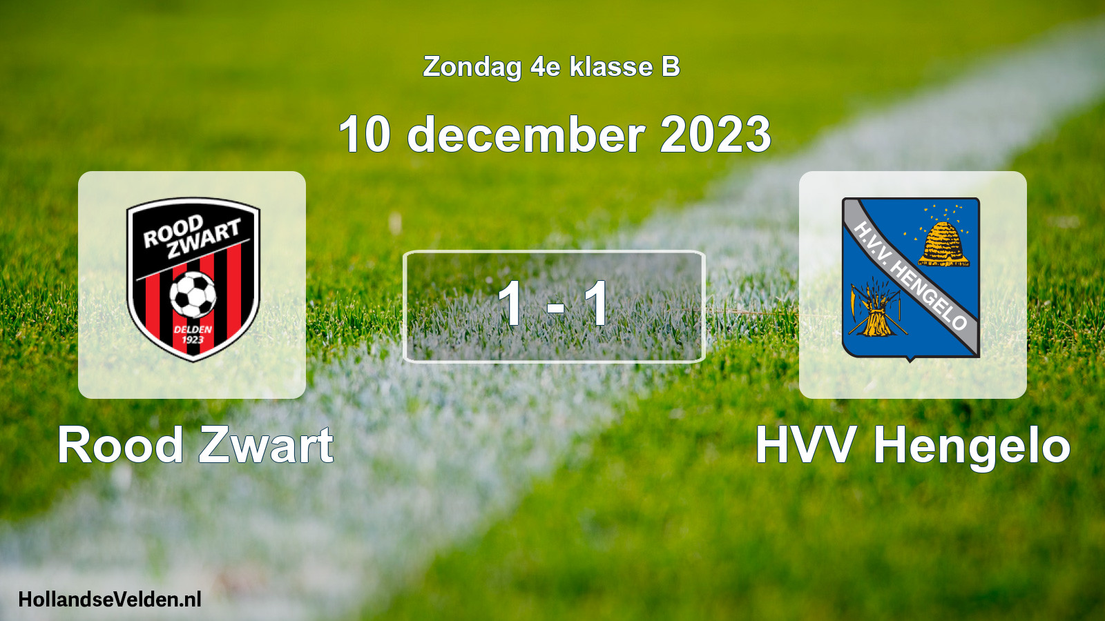 Total number of matches played: Rood Zwart - HVV Hengelo 1 - 1 (10 December 2023)