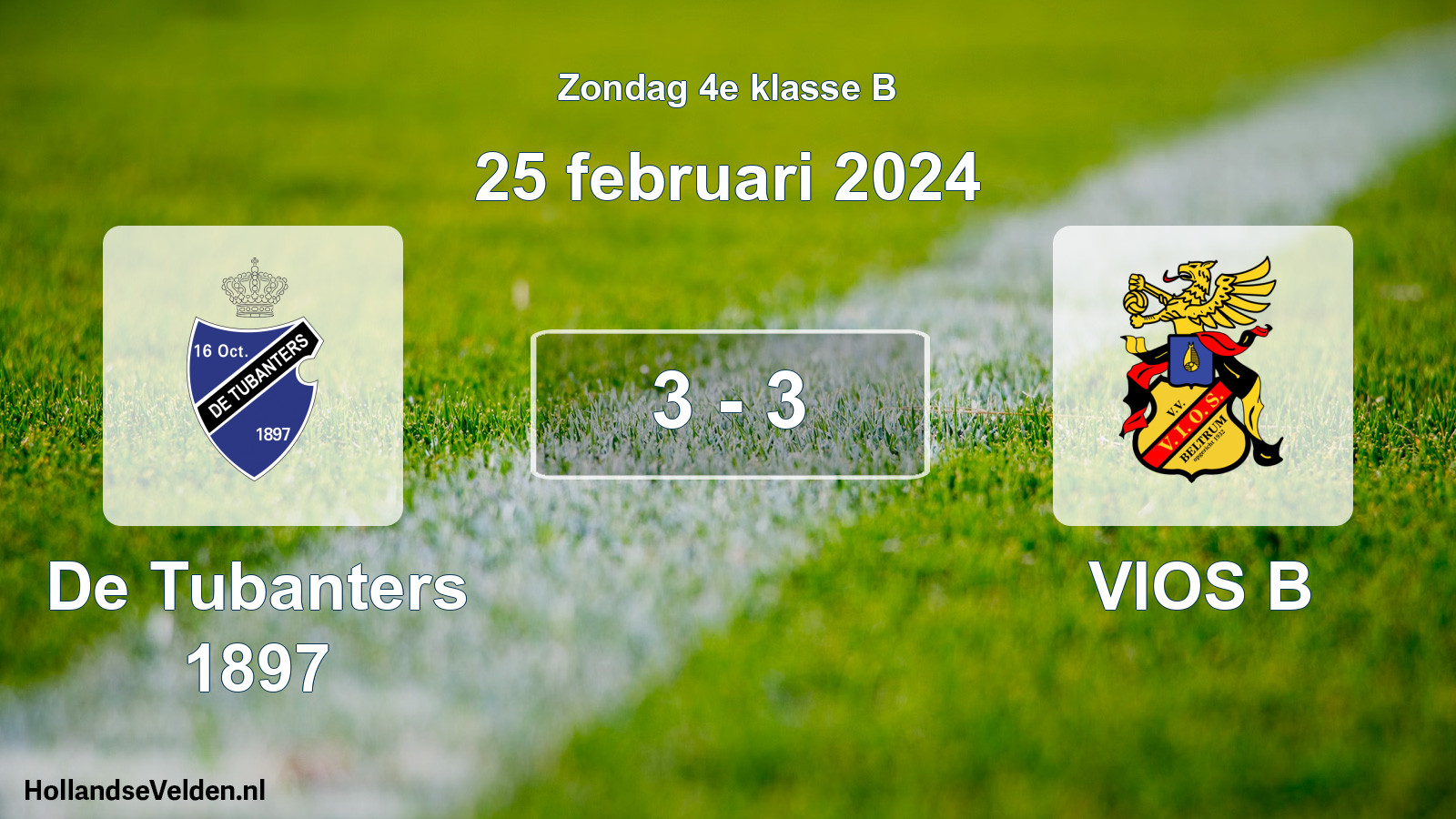 Total number of matches played: De Tubanters 1897 - VIOS B 3 - 3 (25 February 2024)