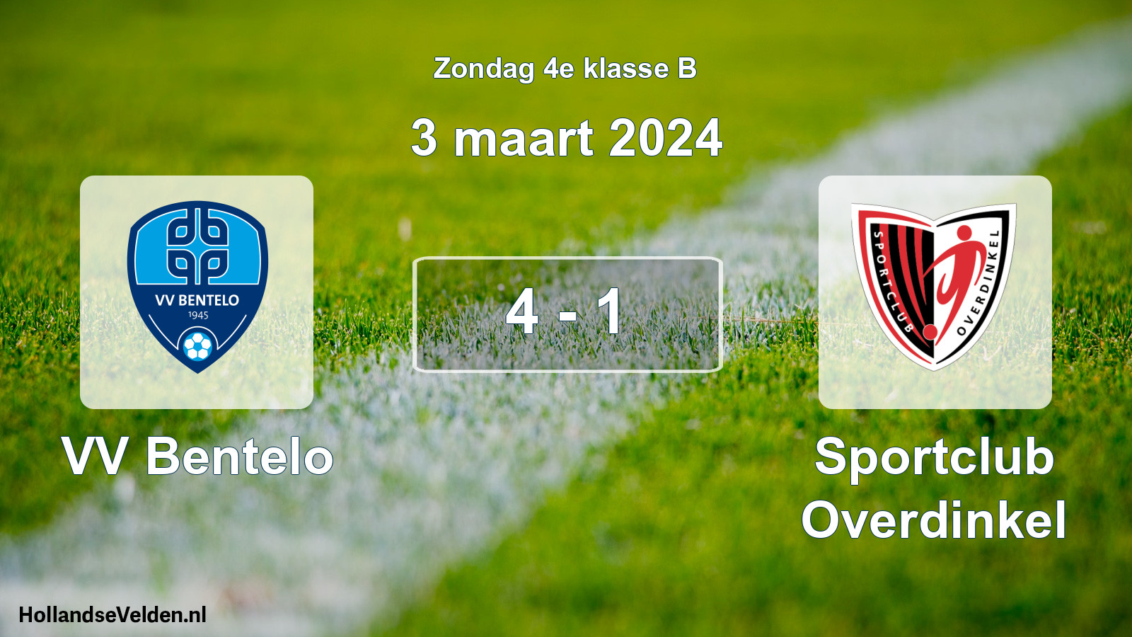 Total number of matches played: VV Bentelo - Sportclub Overdinkel 4 - 1 (3 March 2024)