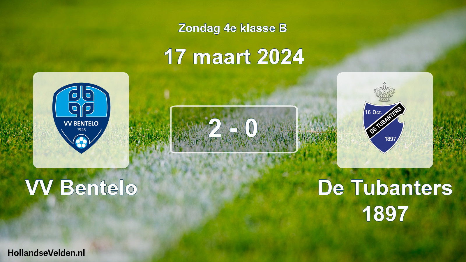 Total number of matches played: VV Bentelo - De Tubanters 1897 2 - 0 (17 March 2024)