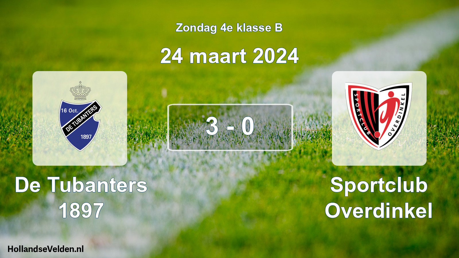 Total number of matches played: De Tubanters 1897 - Sportclub Overdinkel 3 - 0 (24 March 2024)