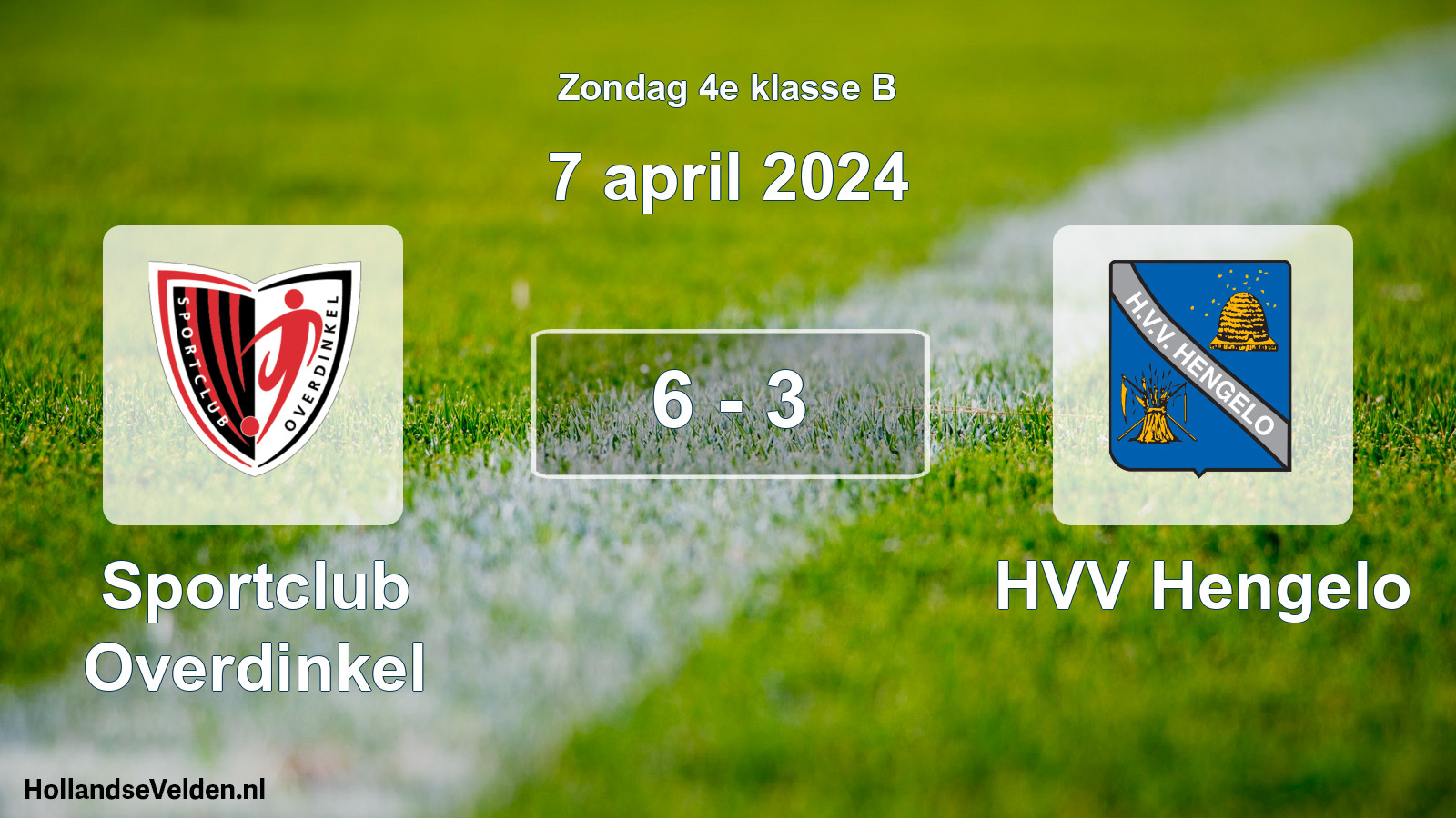 Total number of matches played: Sportclub Overdinkel - HVV Hengelo 6 - 3 (7 April 2024)