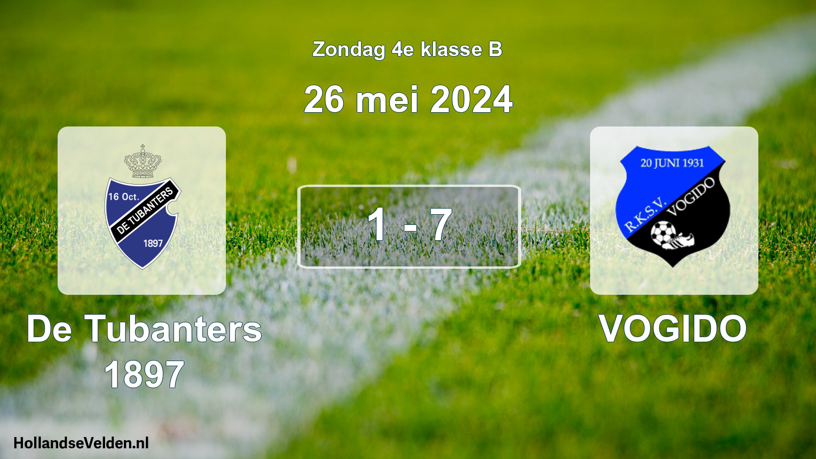 Total number of matches played: De Tubanters 1897 - VOGIDO 1 - 7 (26 May 2024)