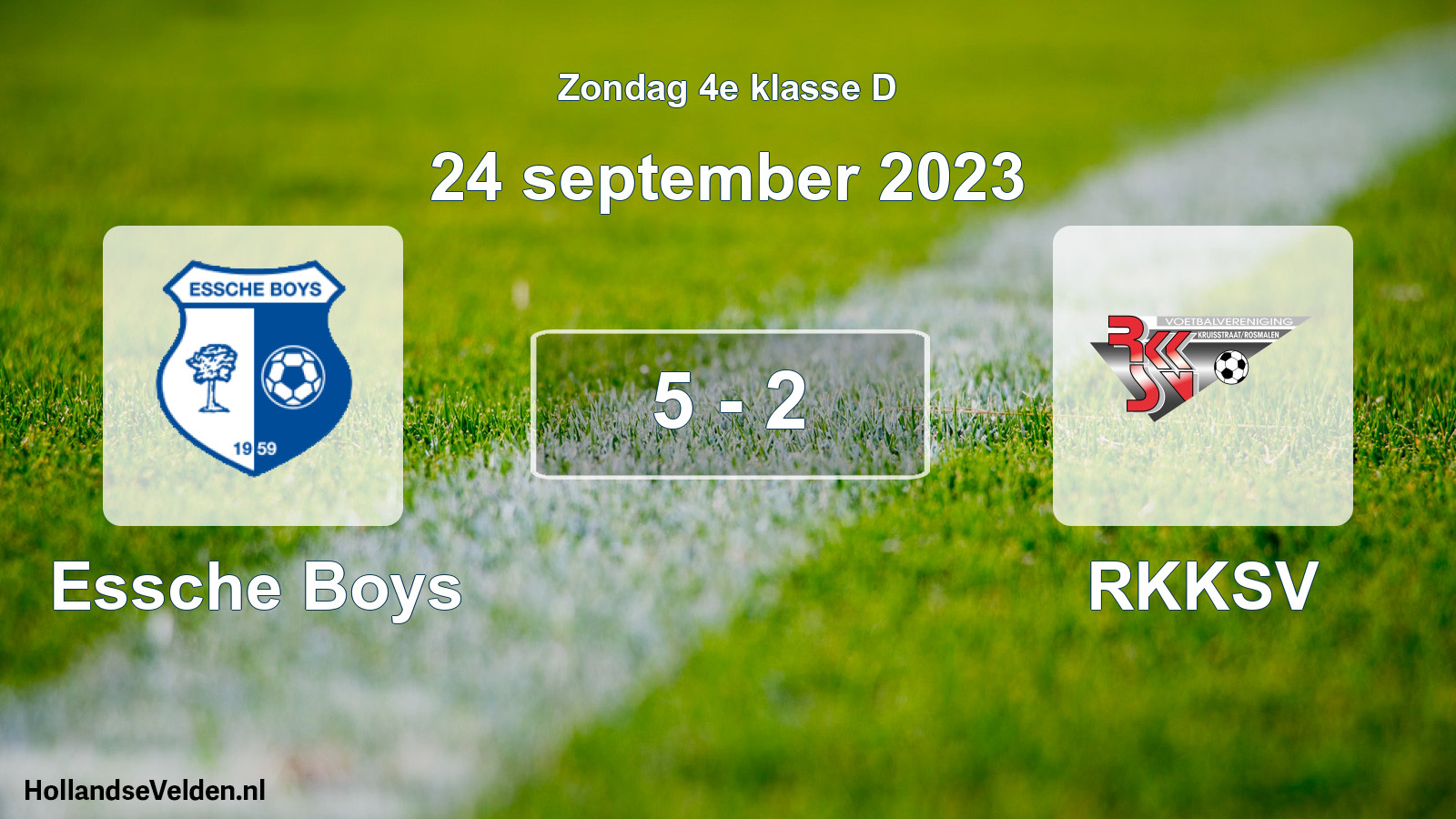 Total number of matches played: Essche Boys - RKKSV 5 - 2 (24 September 2023)
