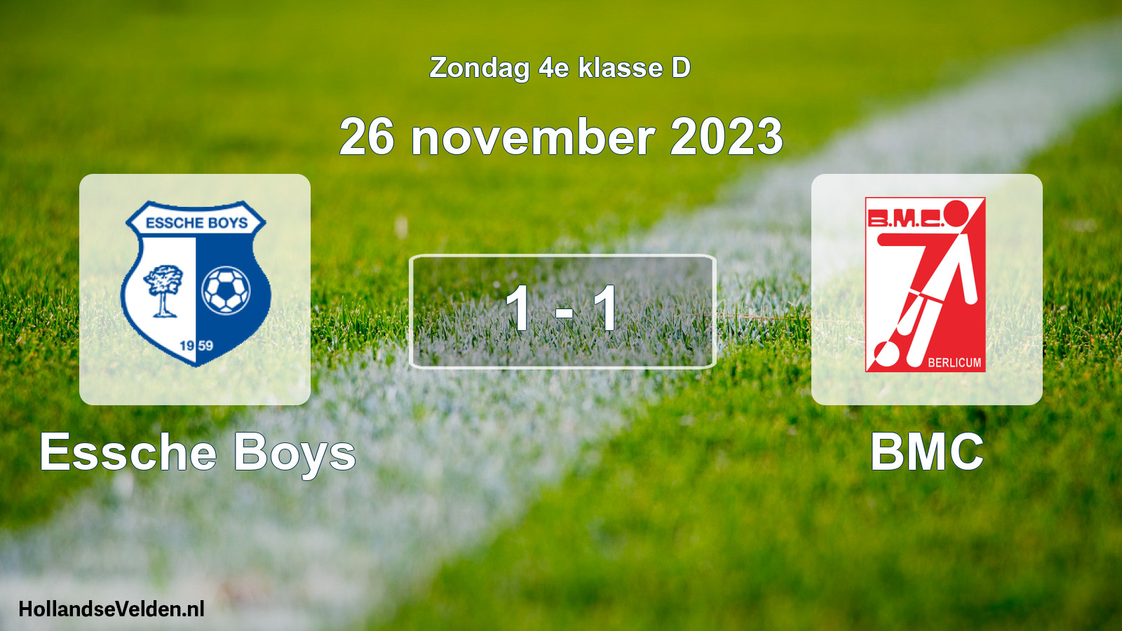 Total number of matches played: Essche Boys - BMC 1 - 1 (26 November 2023)