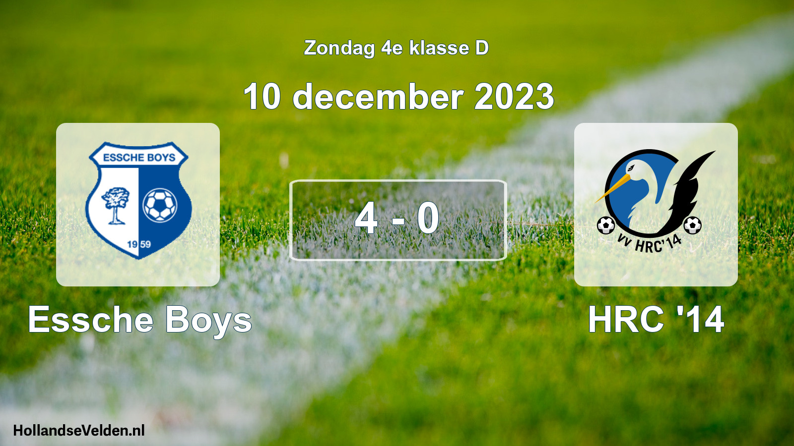 Total number of matches played: Essche Boys - HRC '14 4 - 0 (10 December 2023)