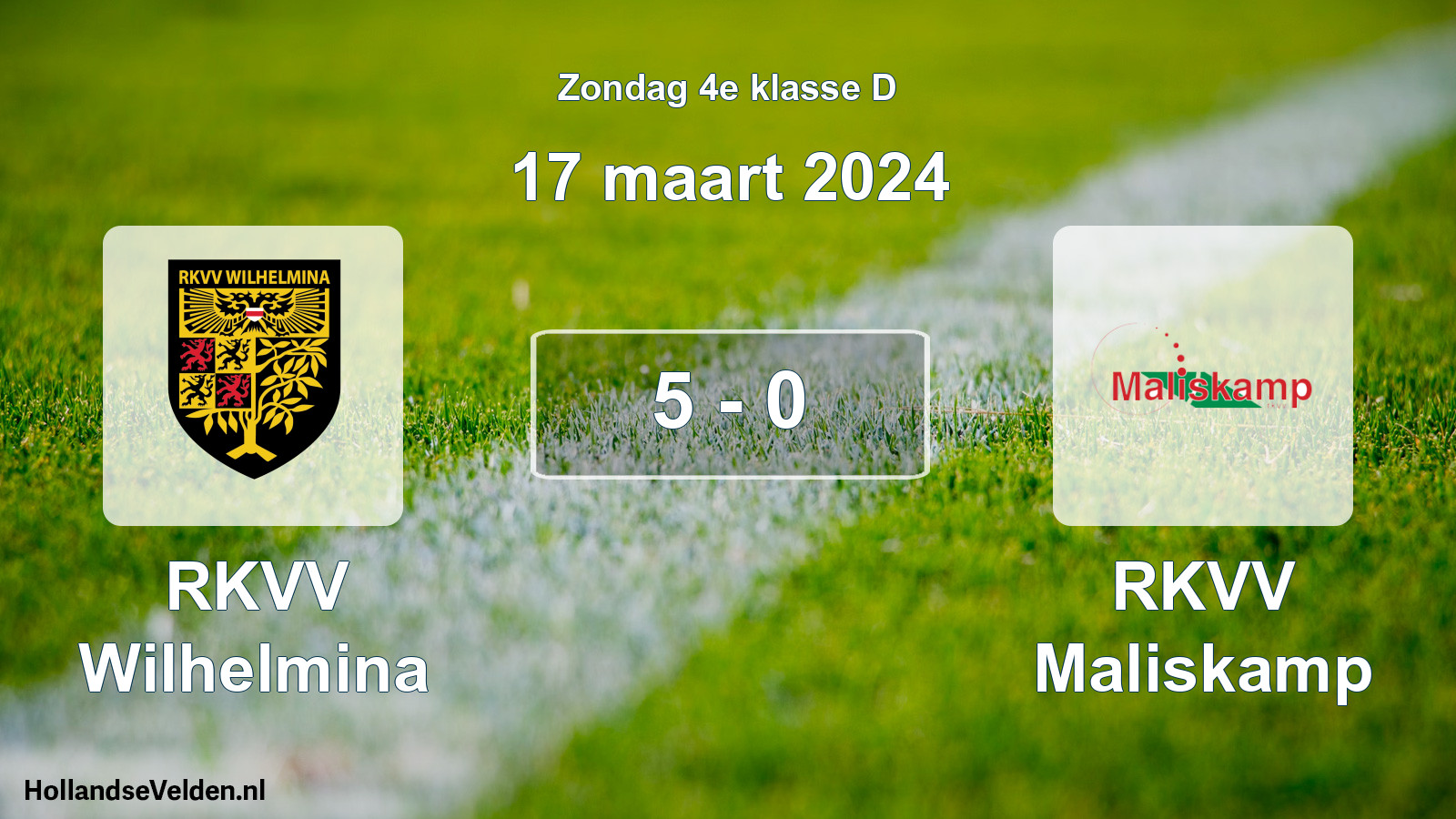 Total number of matches played: RKVV Wilhelmina - RKVV Maliskamp 5 - 0 (17 March 2024)