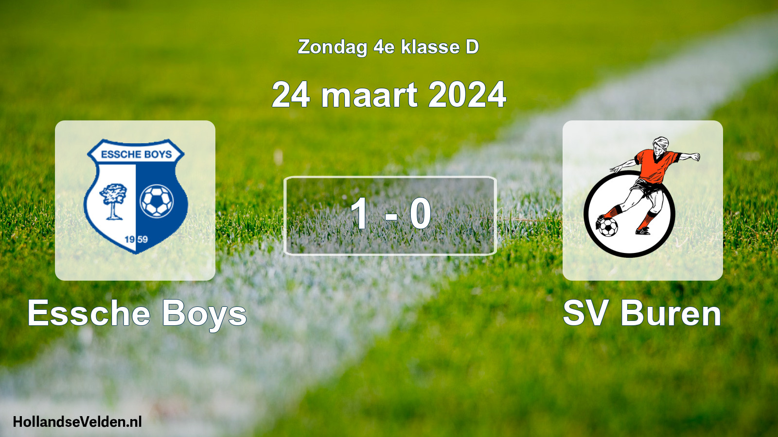 Total number of matches played: Essche Boys - SV Buren 1 - 0 (24 March 2024)