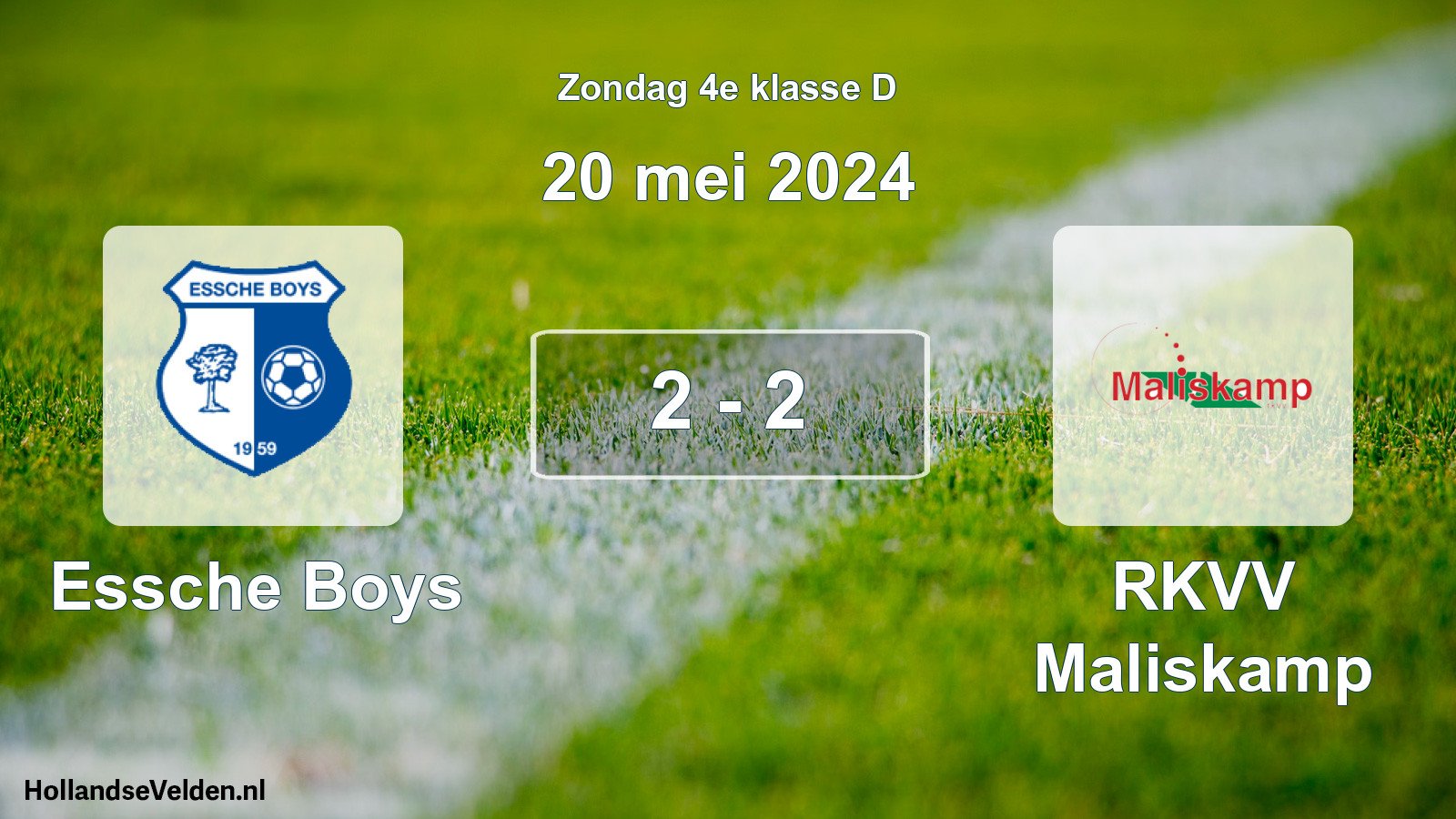 Total number of matches played: Essche Boys - RKVV Maliskamp 2 - 2 (20 May 2024)
