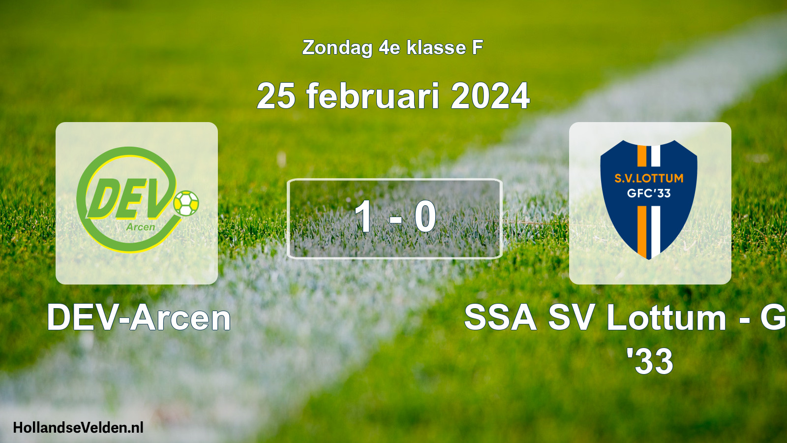 Total number of matches played: DEV-Arcen - SSA SV Lottum - GFC '33 1 - 0 (25 February 2024)