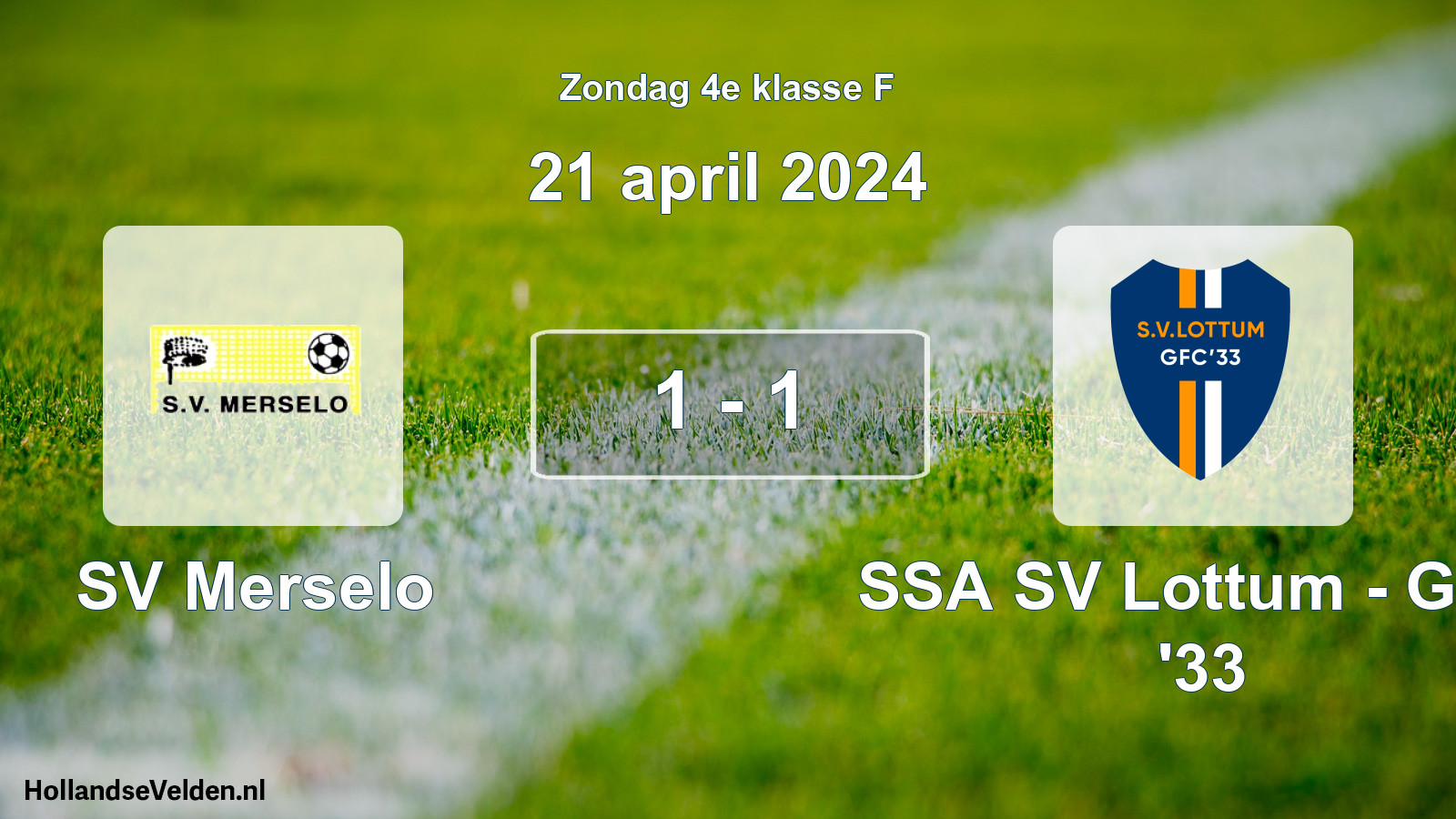 Total number of matches played: SV Merselo - SSA SV Lottum - GFC '33 1 - 1 (21 April 2024)