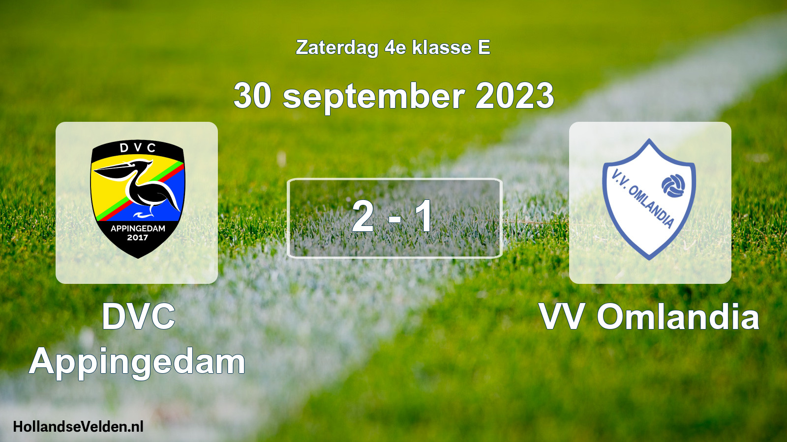 Total number of matches played: DVC Appingedam - VV Omlandia 2 - 1 (30 September 2023)