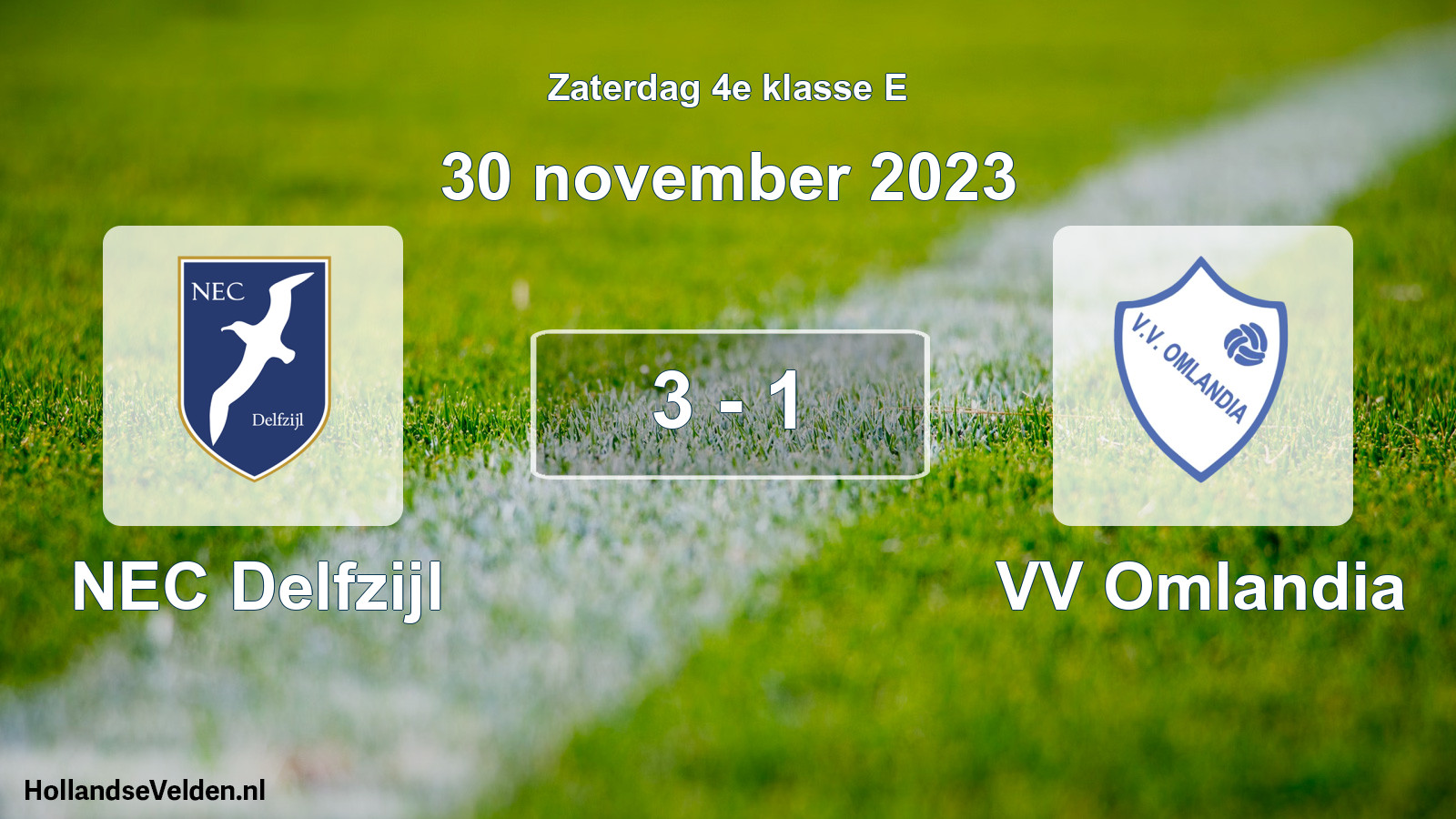 Total number of matches played: NEC Delfzijl - VV Omlandia 3 - 1 (30 November 2023)