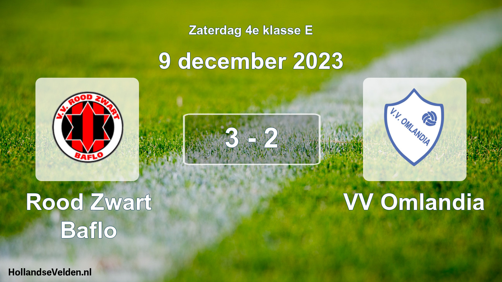 Total number of matches played: Rood Zwart Baflo - VV Omlandia 3 - 2 (9 December 2023)