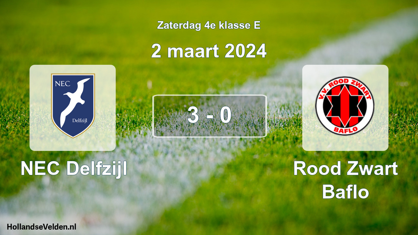 Total number of matches played: NEC Delfzijl - Rood Zwart Baflo 3 - 0 (2 March 2024)