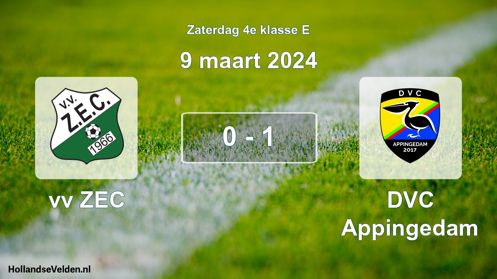 Total number of matches played: vv ZEC - DVC Appingedam 0 - 1 (9 March 2024)