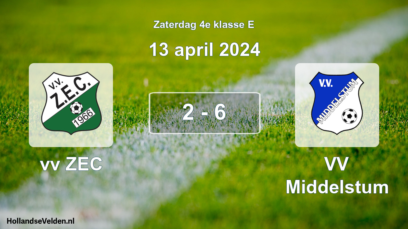 Total number of matches played: vv ZEC - VV Middelstum 2 - 6 (13 April 2024)