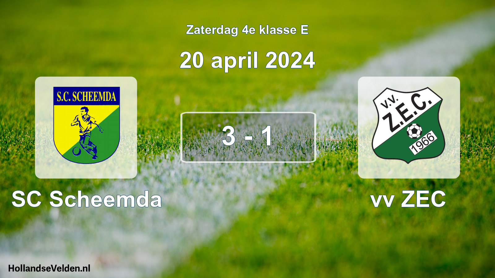 Total number of matches played: SC Scheemda - vv ZEC 3 - 1 (20 April 2024)