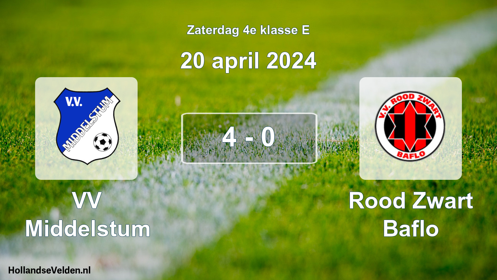 Total number of matches played: VV Middelstum - Rood Zwart Baflo 4 - 0 (20 April 2024)